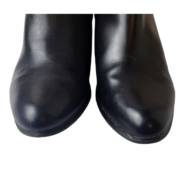 Espirit Tonya Black Leather Leopard Print Color Block Ankle Booties - Picture 7 of 12